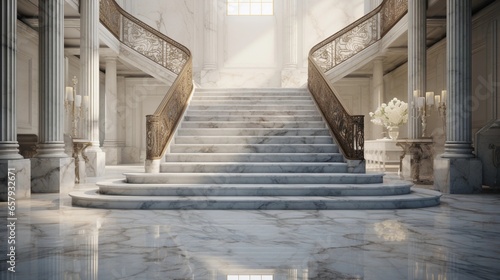  classic marble interior, such as a luxurious bathroom or elegant staircase, space for text, background image, generative AI photo