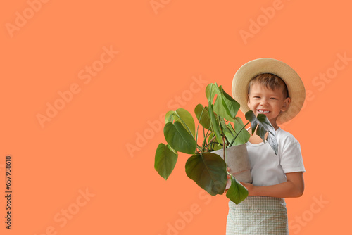Cute little gardener with p...
