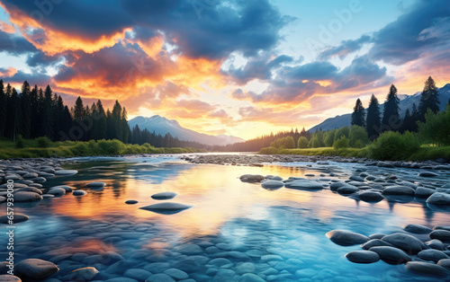 Tranquil landscape. Generat...