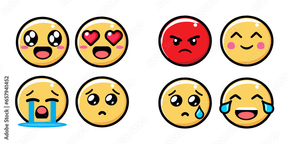 Obraz premium Internet cute and different emojis - Emoticon