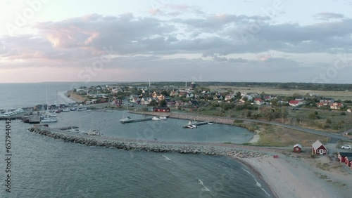 Seatown , Sandvik Öland Sweden , push in drone-shot photo