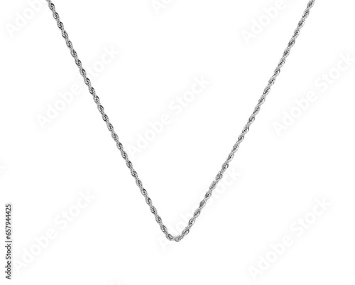Obraz na płótnie One metal chain isolated on white. Luxury jewelry