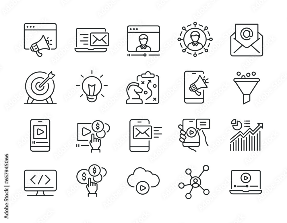 Digital marketing line icons. Editable stroke. For website marketing design, logo, app, template, ui, etc. Vector illustration. Digital marketing line icons. Editable stroke. For website marketing design, logo, app, template, ui, etc. Vector illustration.