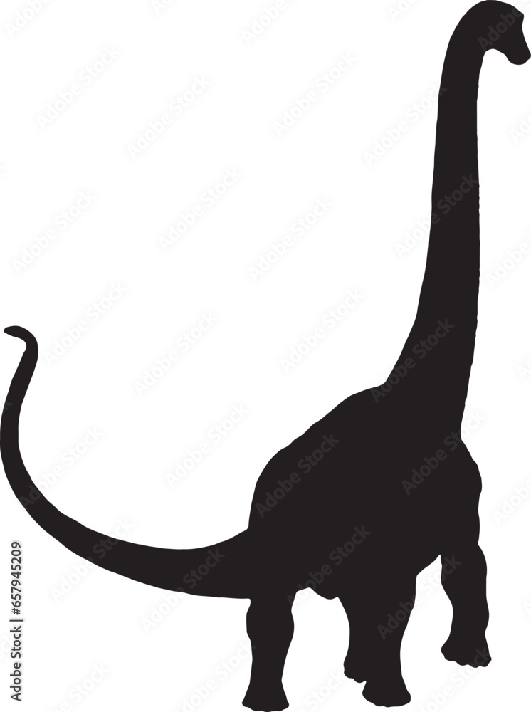 Obraz premium Brontosaurus black silhouette isolated background