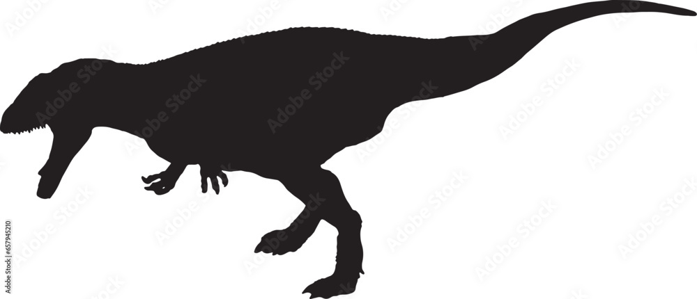 Carcharodontosaurus black silhouette isolated background