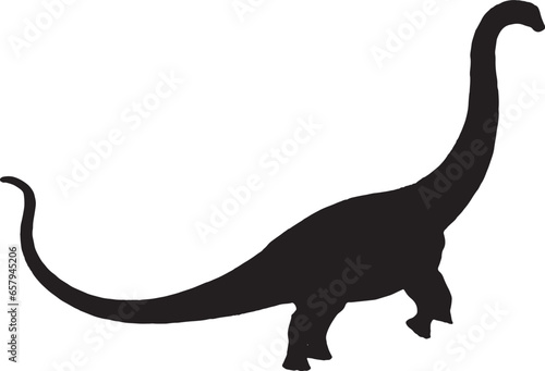 Brontosaurus black silhouette isolated background