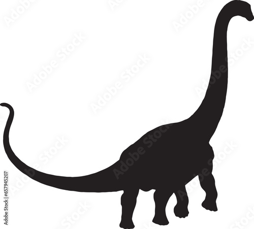 Brontosaurus black silhouette isolated background