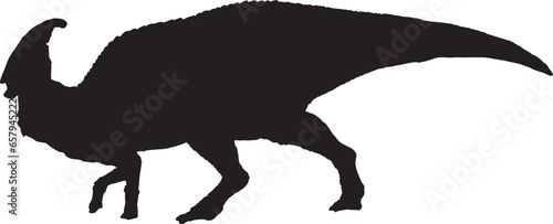 Parasaurolophus black silhouette isolated background