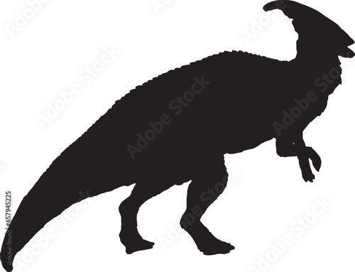 Parasaurolophus black silhouette isolated background