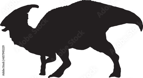Parasaurolophus black silhouette isolated background