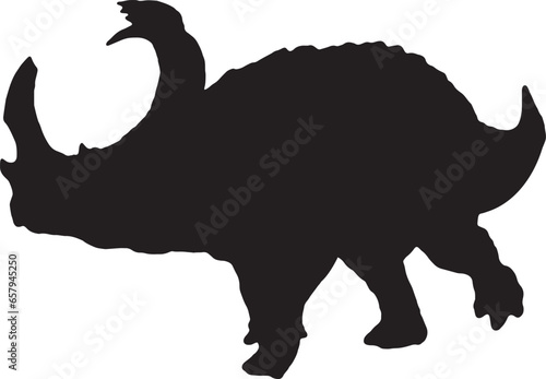 Sinoceratops black silhouette isolated background