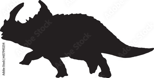 Sinoceratops black silhouette isolated background