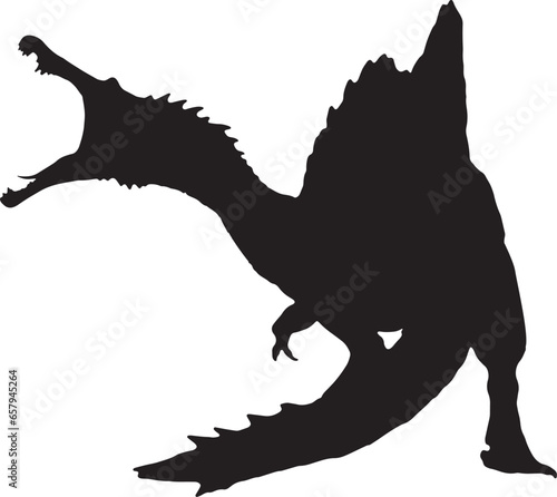 spinosaurus black silhouette isolated background