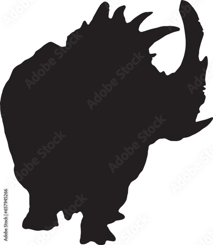 Sinoceratops black silhouette isolated background