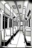 new white subway train Tokyo wagon interior full size Coloring page for adults10 Hand draw pencil sketch Black and white Line art Printable outlined art Thin lines Intricate details Crisp lines 