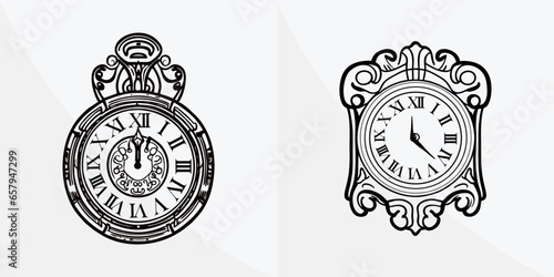 Old wall clock - Vintage Watch - black and white - relogio