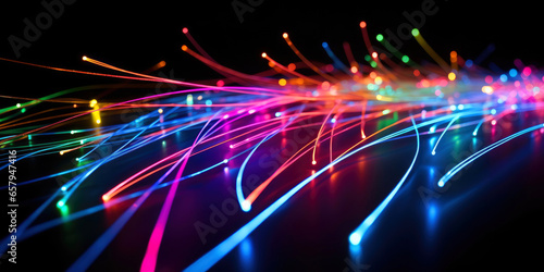 Shot of glowing fiber optic...