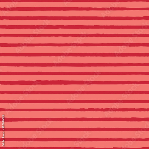 Seamless vector repeat pattern with tonal red and coral colored stripes. Grunge torn edge stiping. Versatile striped backdrop, Christmas stripe pattern, coastal coral red stripes.