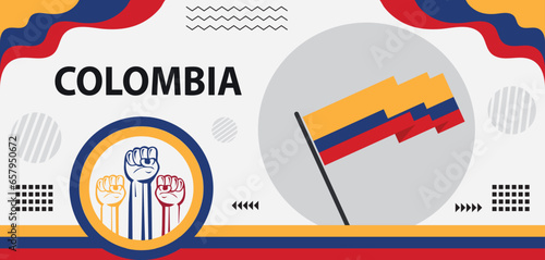 Colombia national day banner, Colombian flag Colombian people. Sports Games vector Illustration..eps
