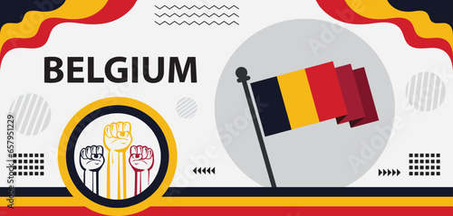 Belgium national day banner with flag colors theme background, national day banner with flag belgium..eps