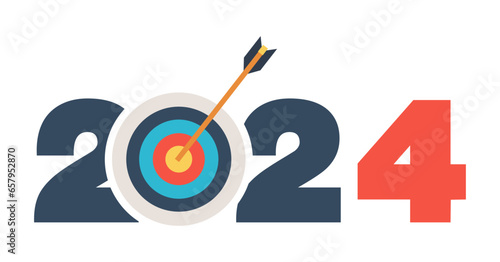 Goals concept 2024 new year with creative target market design, Vector illustration modern layout template