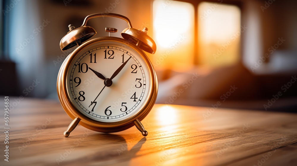 Alarm clock on the floor signaling the start of a new day