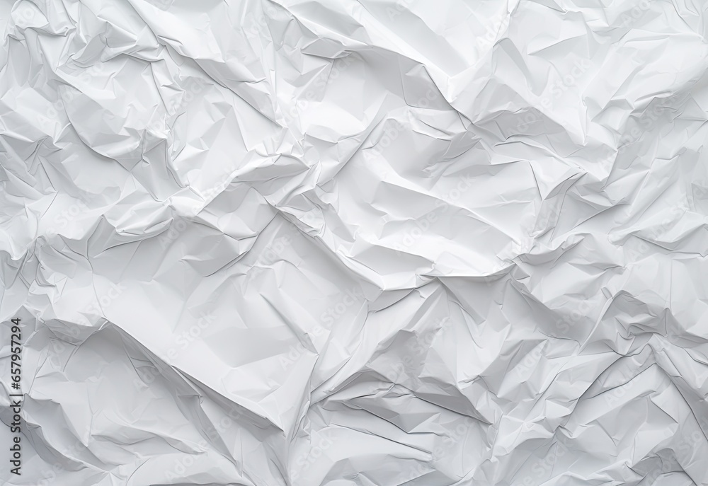Fototapeta premium Crumpled white paper, paper texture, created with AI