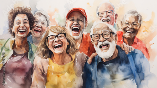 illustration of group social activity elderly and dementia 