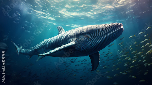 a large whale swimming underwater © ginstudio