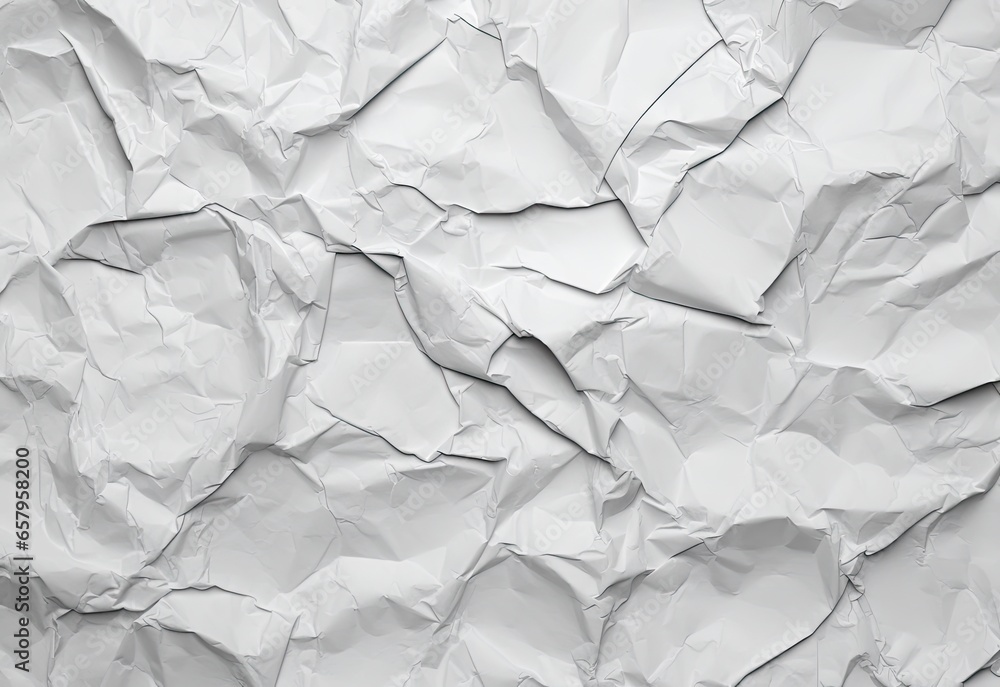 Crumpled white paper, paper texture, created with AI