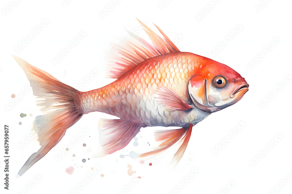 Fototapeta premium ornamental fish aquarium and watercolor style