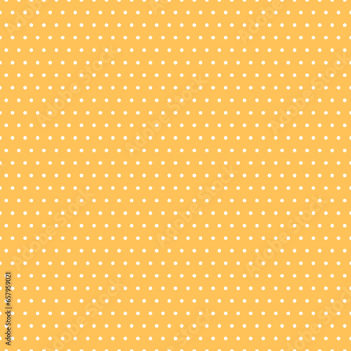 Polka dot seamless pattern. Yellow and white dotted repeated background. Swatch template for textile, fabric, plaid, tablecloths, clothes. Vector wallpaper