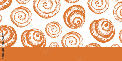 Illustration of a bun, bread, hand-drawn. Vintage pastries, desserts made of wheat, coarse flour for a bakery or cafeteria. Background for the cafe menu.