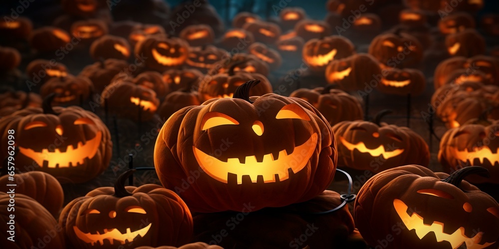 Obraz na płótnie halloween pumkins jack-o-lanterns background cinematic w salonie