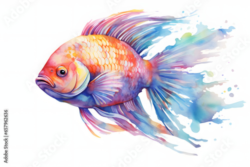 ornamental fish aquarium and watercolor style © diboy