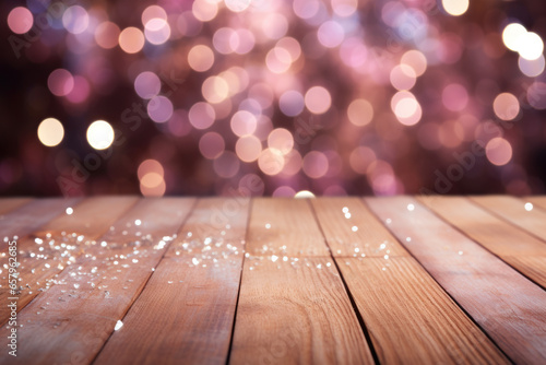 Wood Floor with Sparkly Pink Glitter Background, Generative AI