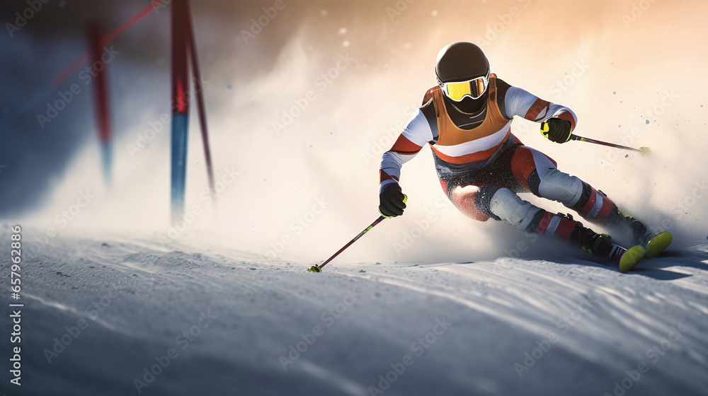 alpine ski competitor  - obrazy, fototapety, plakaty 