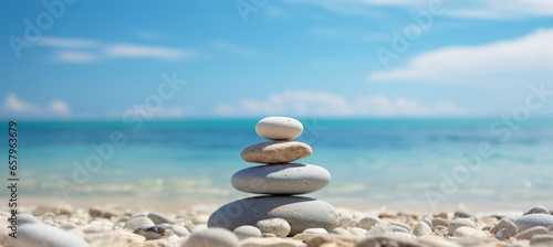 Stones balance and harmony concept. Generative AI technology.