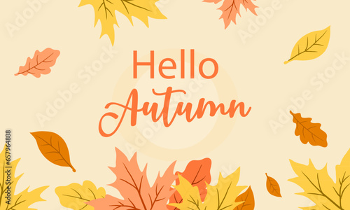 hello autumn background with falling leaves autumn banner