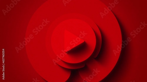 3D Play Button Rotation Background Animation (Red, Grainy) [4K]
