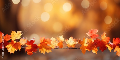 autumn background with border of orange  generative AI