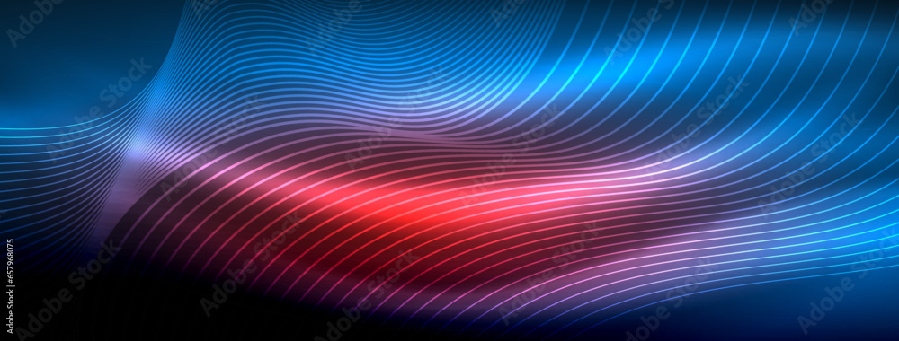 Glowing neon wave abstract background - vibrant, luminescent waves pulsate in a captivating and electrifying display Glowing neon wave abstract background - vibrant, luminescent waves pulsate in a captivating and electrifying display
