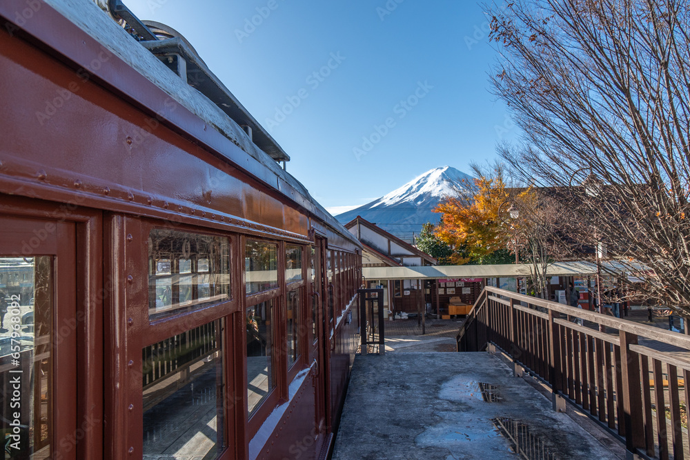 Vintage train at kawaguchiko station 