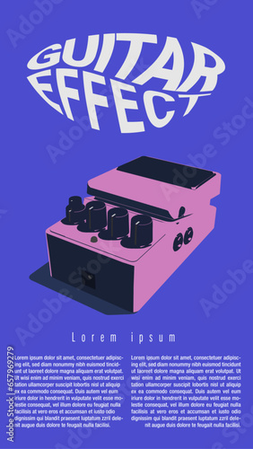 Guitar effect illustration poster design template 