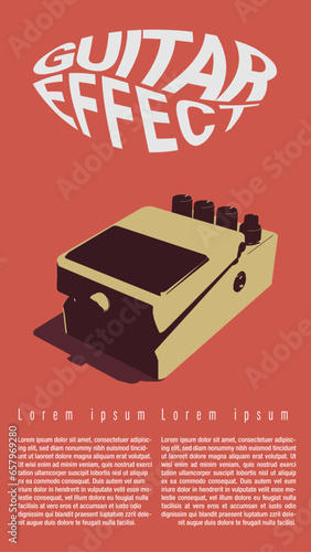 Guitar effect illustration poster design template 