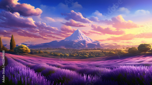 Lavender field and sky high definition wallpaper background Generated with AI Tool