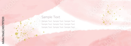 水彩テクスチャの背景素材　ピンク　春イメージ　横長