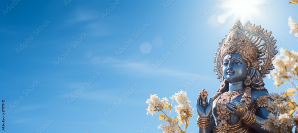 Fototapeta premium Lord Vishnu. Hindu religion concept. Generative AI technology.