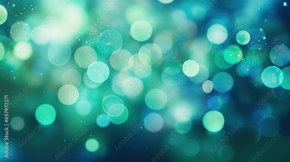 Abstract bokeh background with green and blue hues