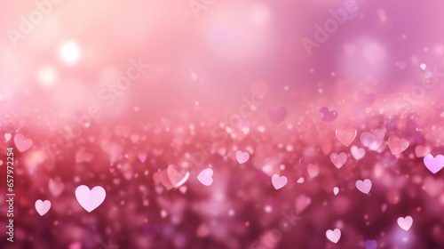 Abstract background with pink particles and hearts.